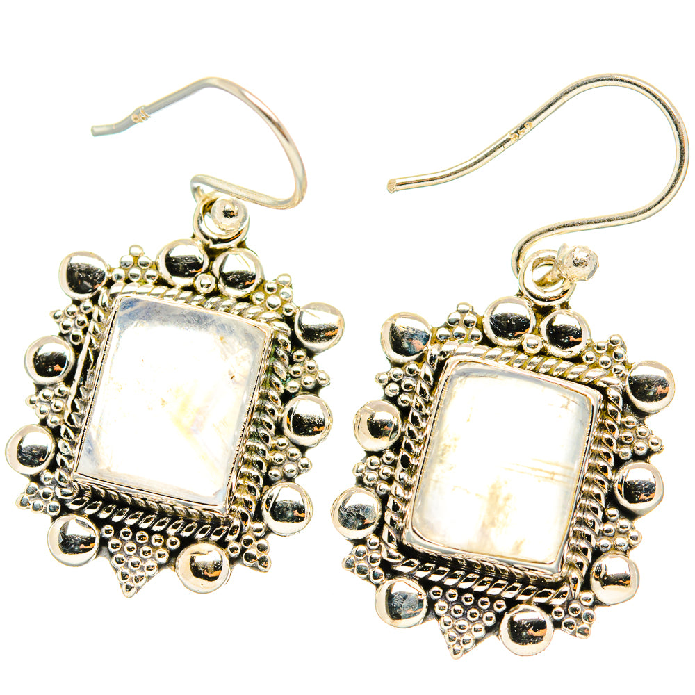 Rainbow Moonstone Earrings handcrafted by Anasilvercos - EARR429597 - Photo 2