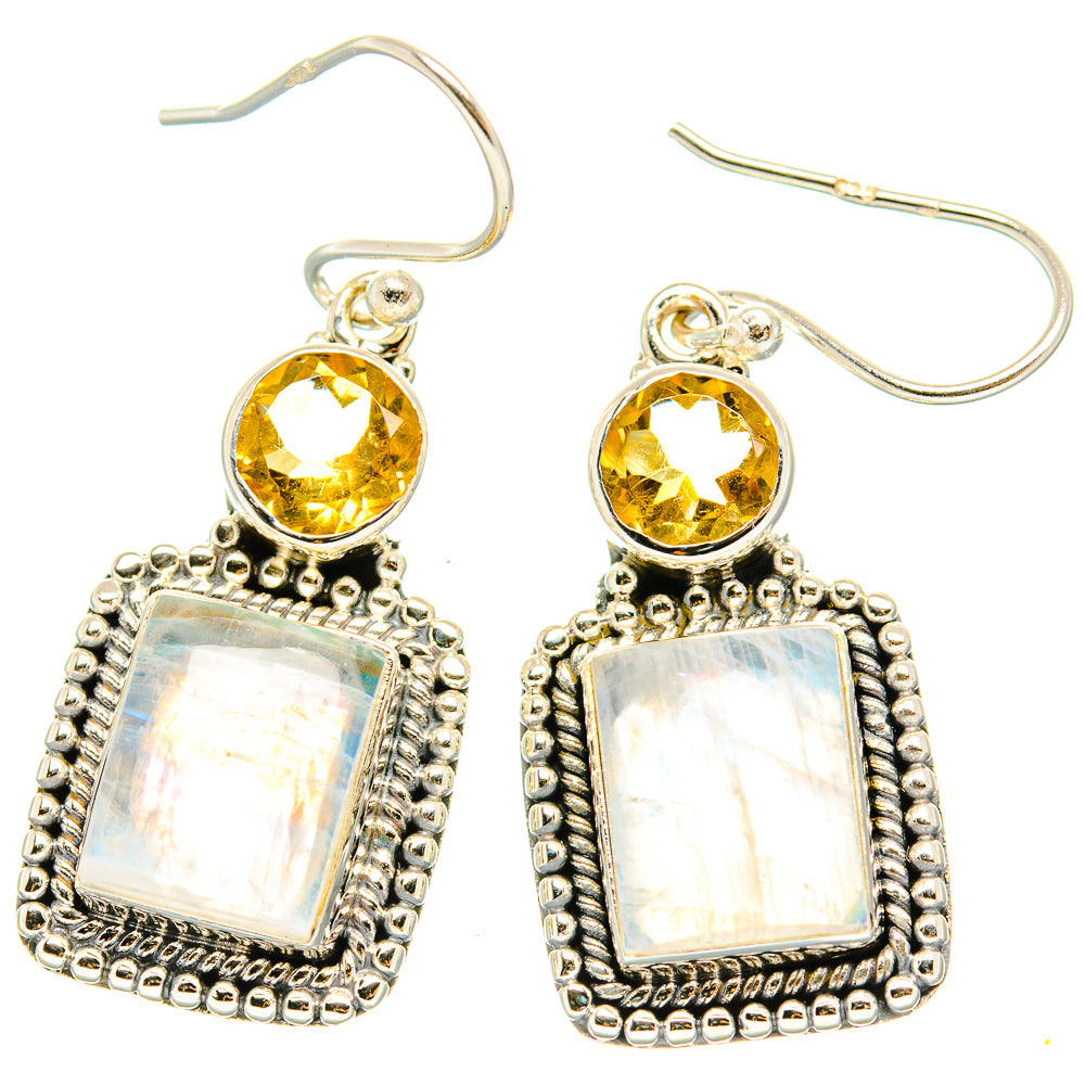 Rainbow Moonstone Earrings handcrafted by Anasilvercos - EARR429601 - Photo 2