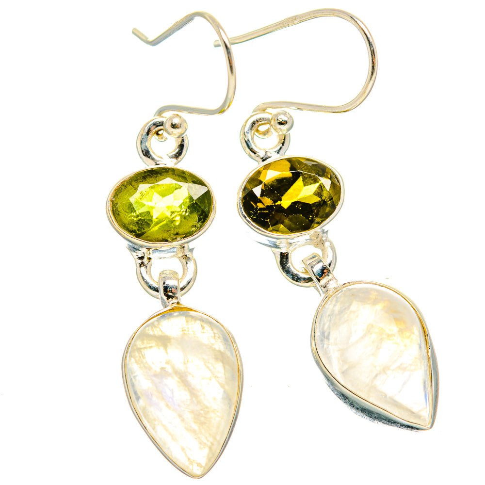 Rainbow Moonstone Earrings handcrafted by Anasilvercos - EARR429620 - Photo 2