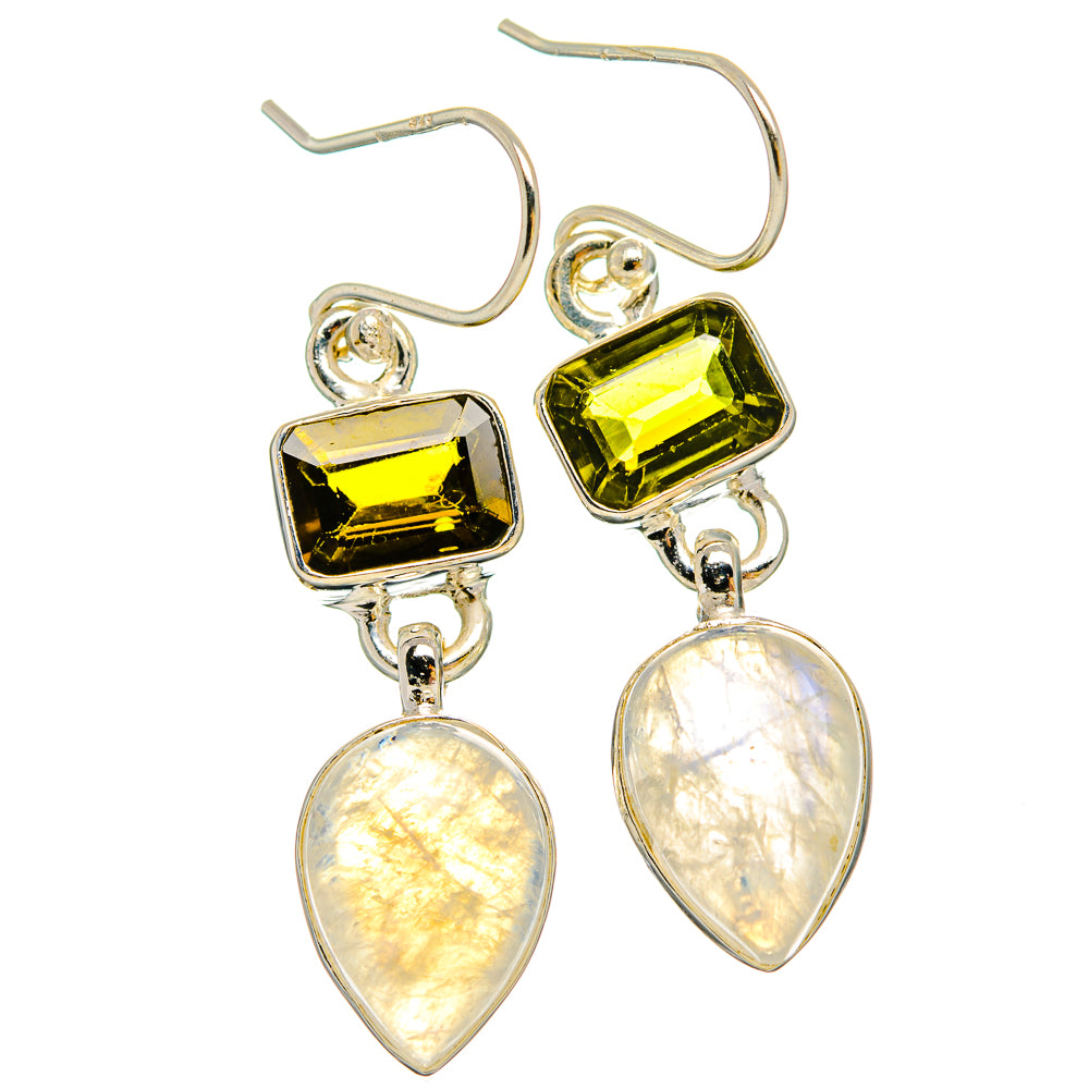 Rainbow Moonstone Earrings handcrafted by Anasilvercos - EARR429663 - Photo 2
