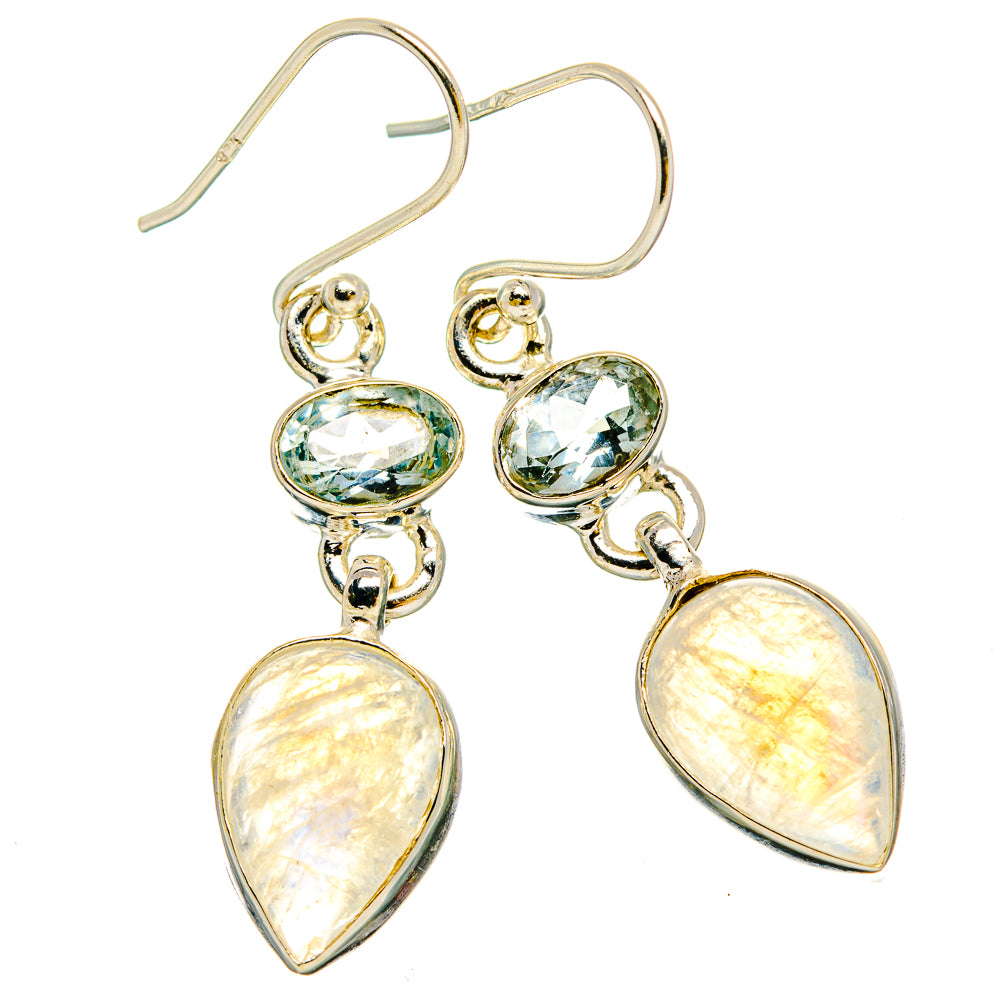 Rainbow Moonstone Earrings handcrafted by Anasilvercos - EARR429666 - Photo 2