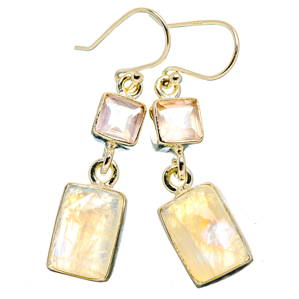 Rainbow Moonstone Earrings handcrafted by Anasilvercos - EARR429668 - Photo 2