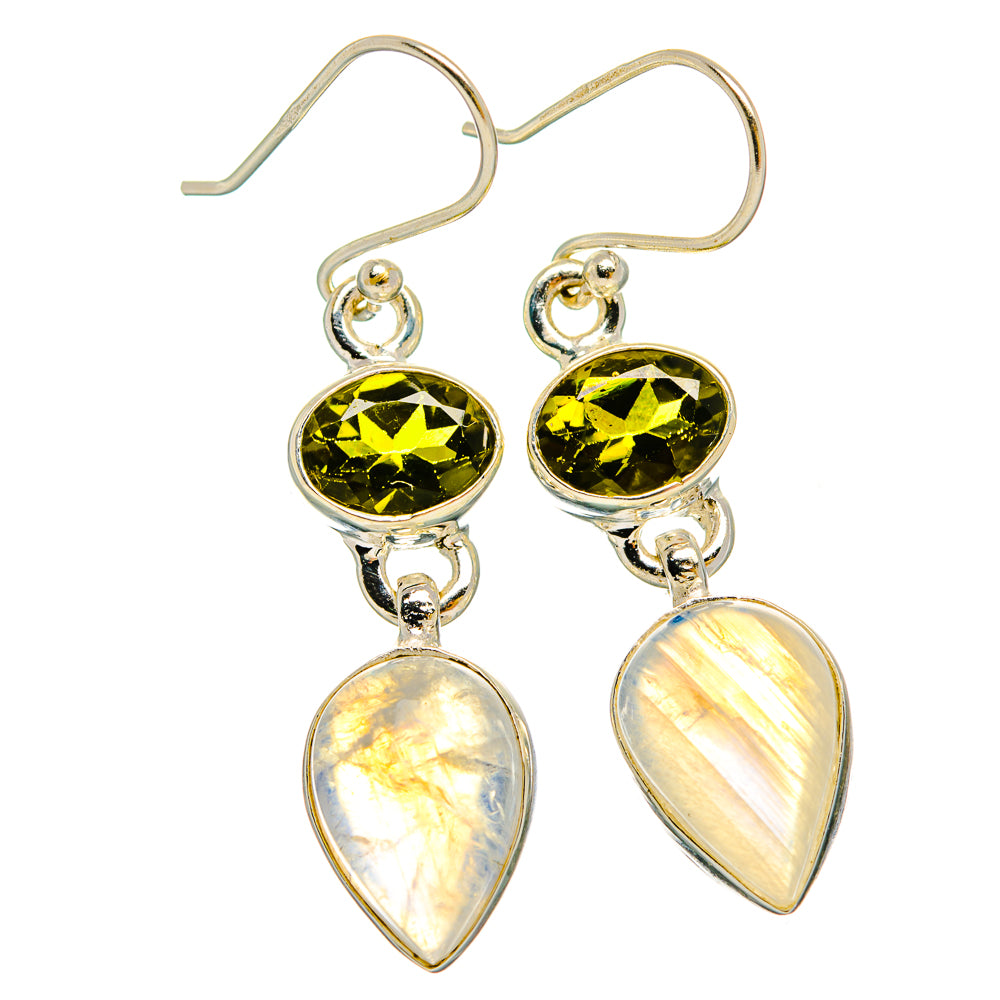 Rainbow Moonstone Earrings handcrafted by Anasilvercos - EARR429671 - Photo 2