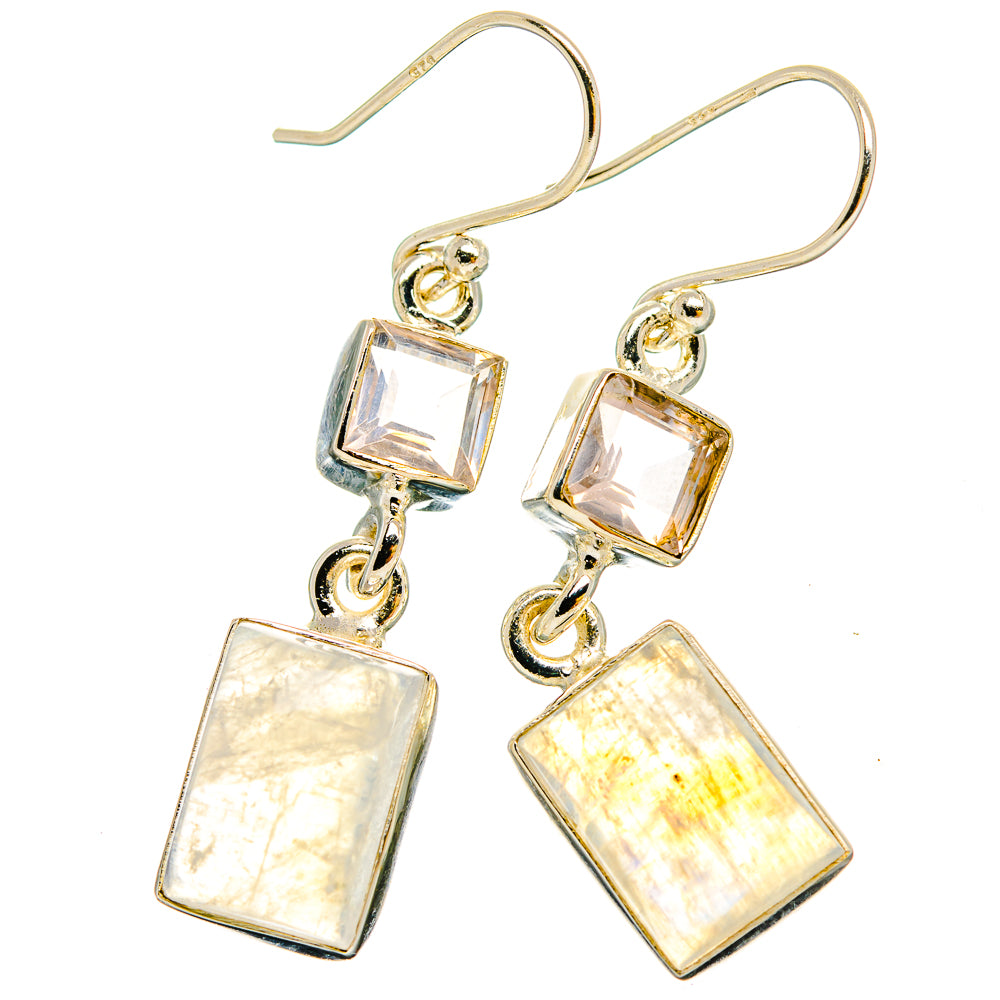 Rainbow Moonstone Earrings handcrafted by Anasilvercos - EARR429674 - Photo 2