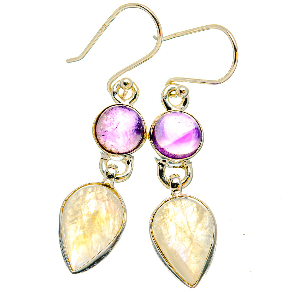 Rainbow Moonstone Earrings handcrafted by Anasilvercos - EARR429675 - Photo 2