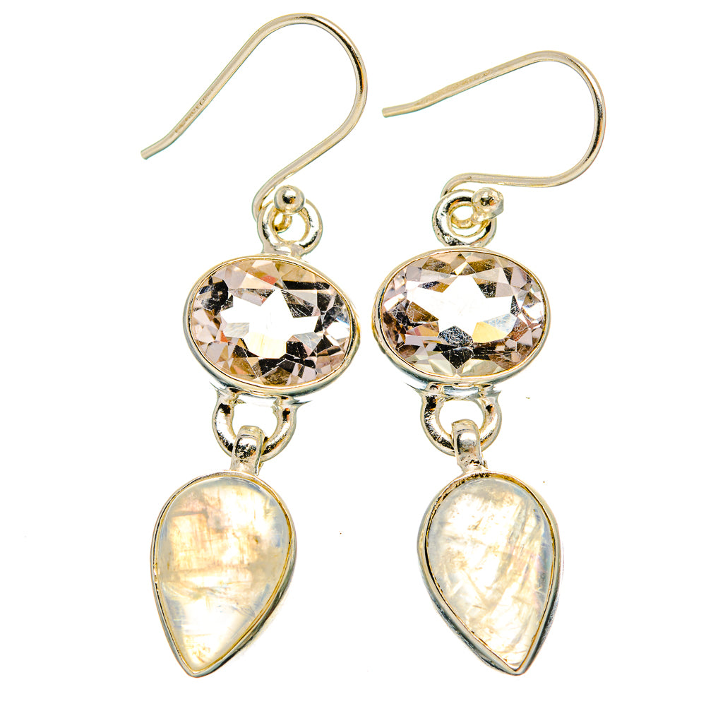 Rainbow Moonstone Earrings handcrafted by Anasilvercos - EARR429676 - Photo 2