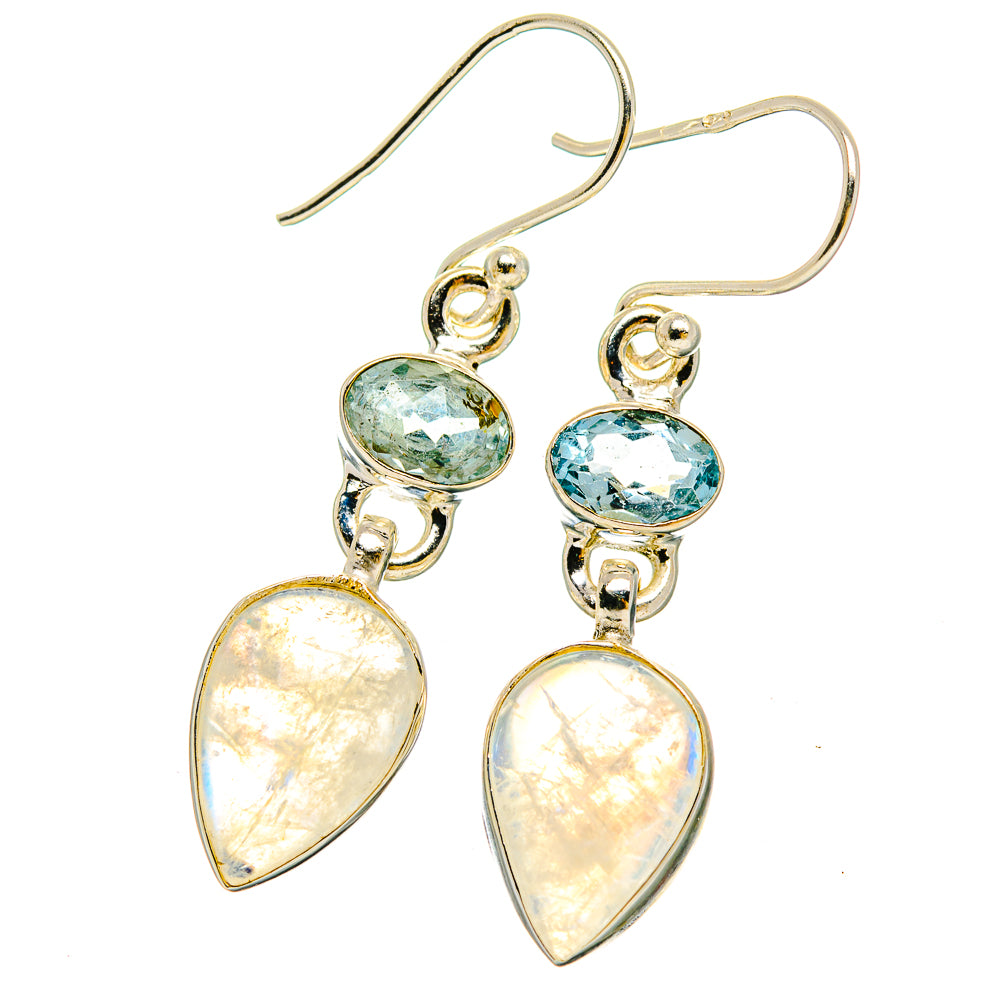 Rainbow Moonstone Earrings handcrafted by Anasilvercos - EARR429681 - Photo 2