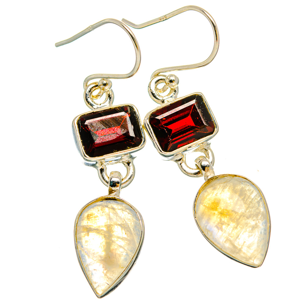 Rainbow Moonstone Earrings handcrafted by Anasilvercos - EARR429685 - Photo 2