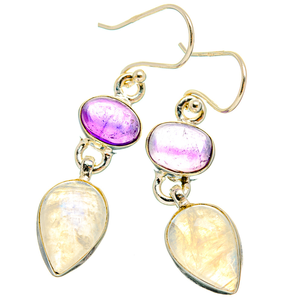 Rainbow Moonstone Earrings handcrafted by Anasilvercos - EARR429702 - Photo 2