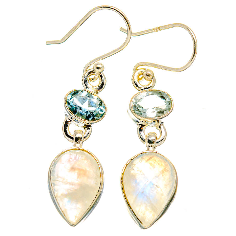 Rainbow Moonstone Earrings handcrafted by Anasilvercos - EARR429705 - Photo 2