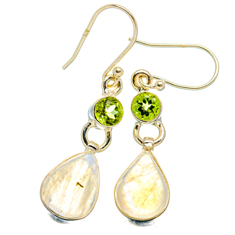 Rainbow Moonstone Earrings handcrafted by Anasilvercos - EARR429706 - Photo 2