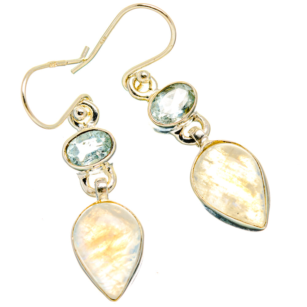 Rainbow Moonstone Earrings handcrafted by Anasilvercos - EARR429716 - Photo 2