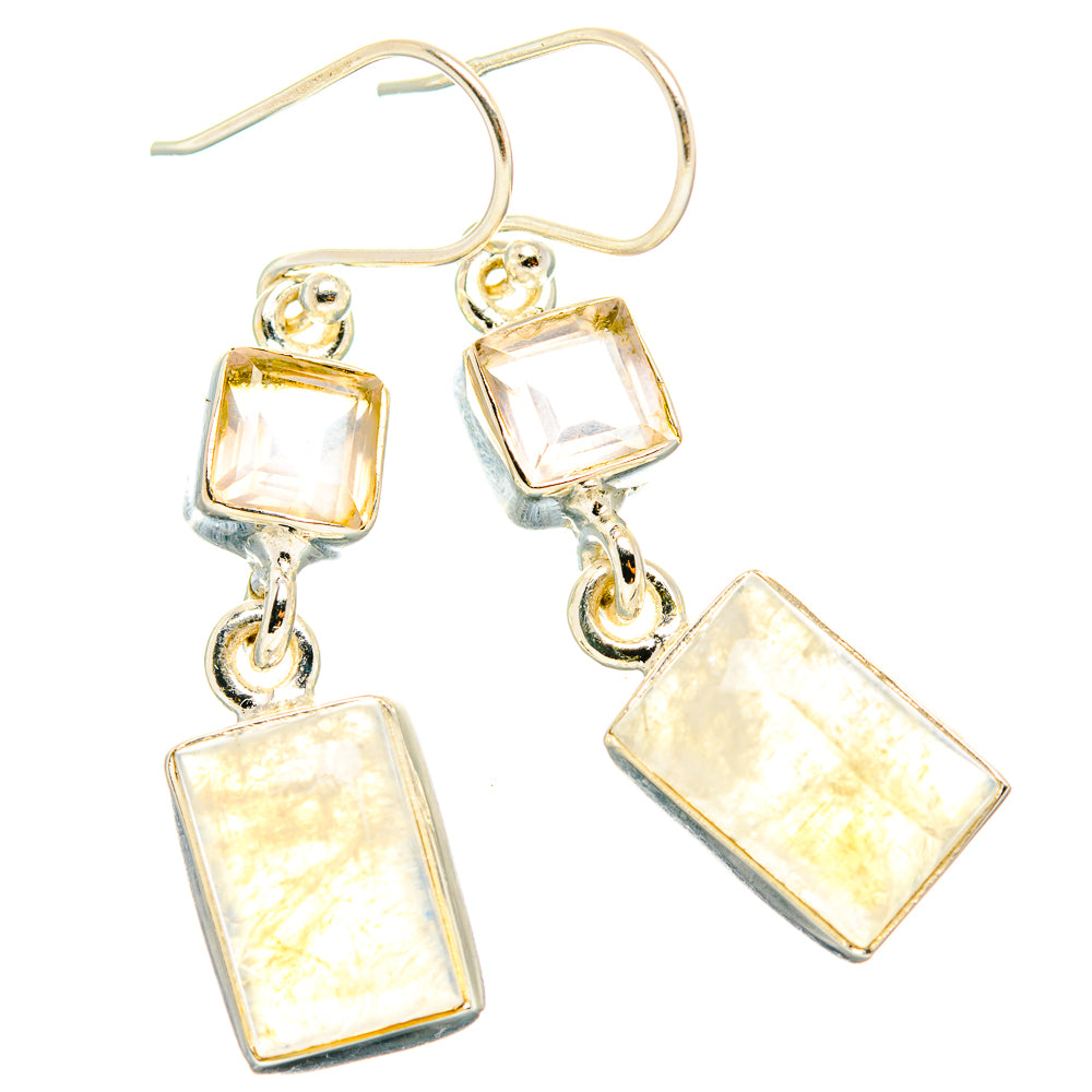 Rainbow Moonstone Earrings handcrafted by Anasilvercos - EARR429722 - Photo 2