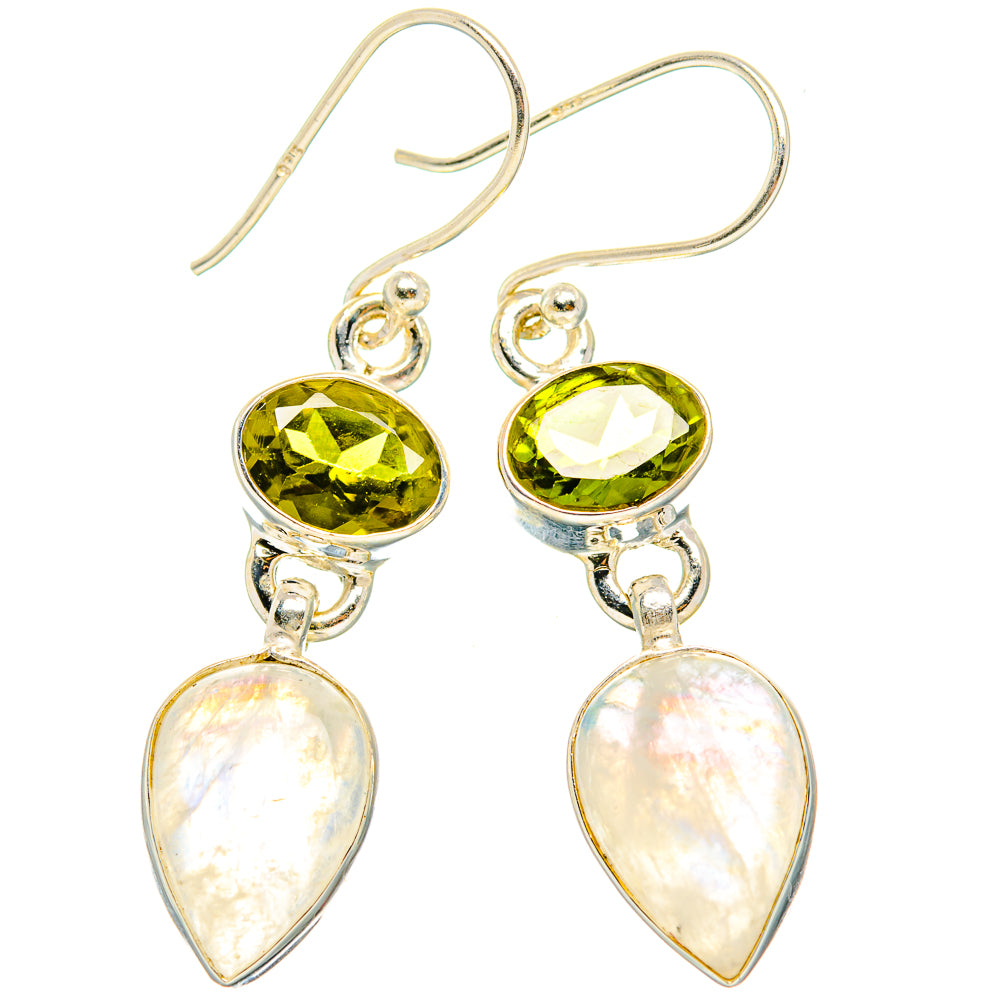 Rainbow Moonstone Earrings handcrafted by Anasilvercos - EARR429738 - Photo 2