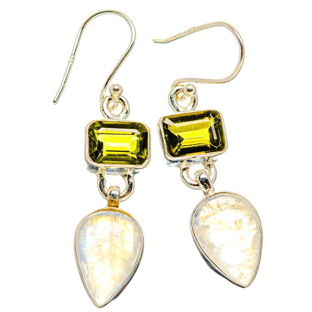 Rainbow Moonstone, Green Tourmaline Earrings handcrafted by Anasilvercos - EARR429749 - Photo 2