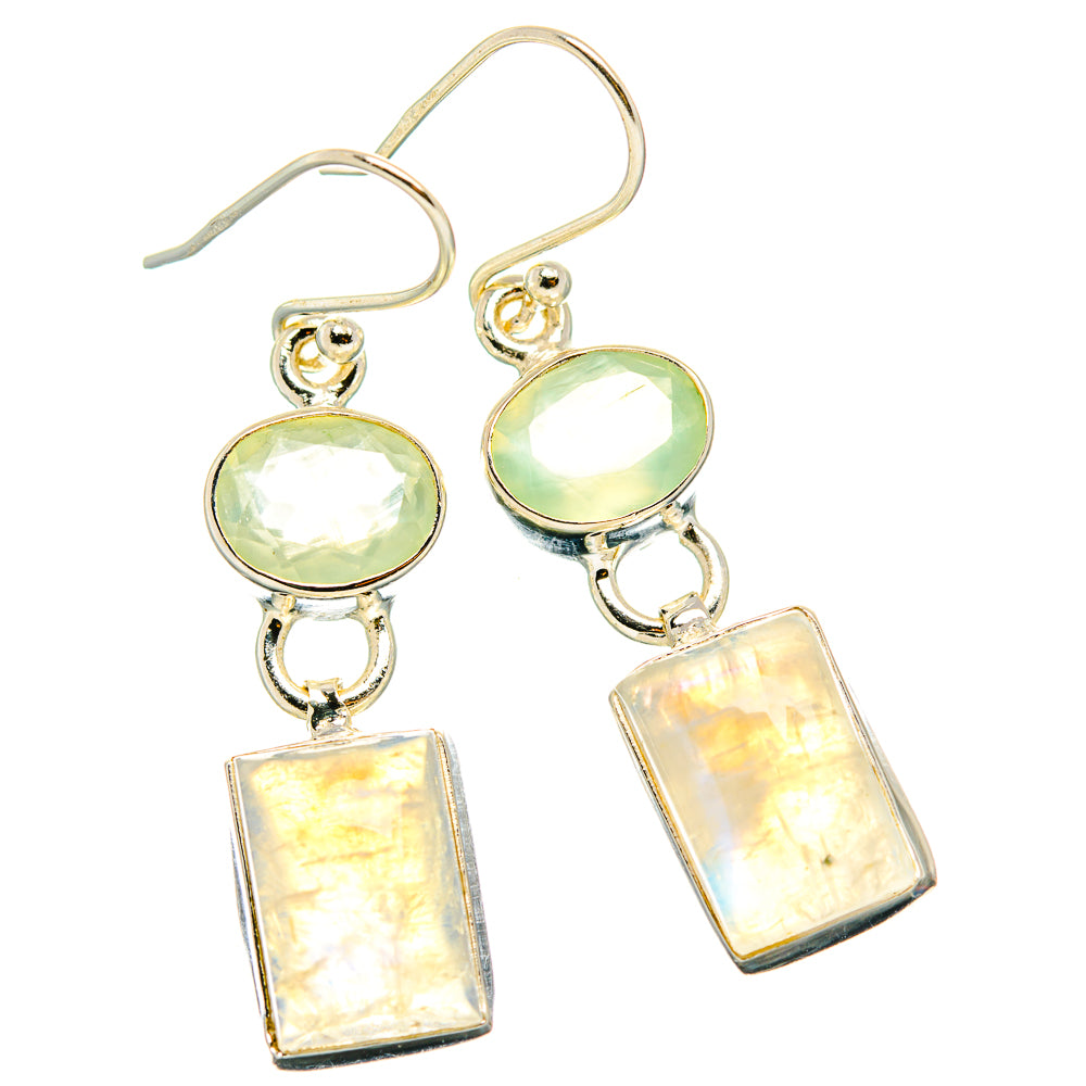 Rainbow Moonstone, Prehnite Earrings handcrafted by Anasilvercos - EARR429750 - Photo 2