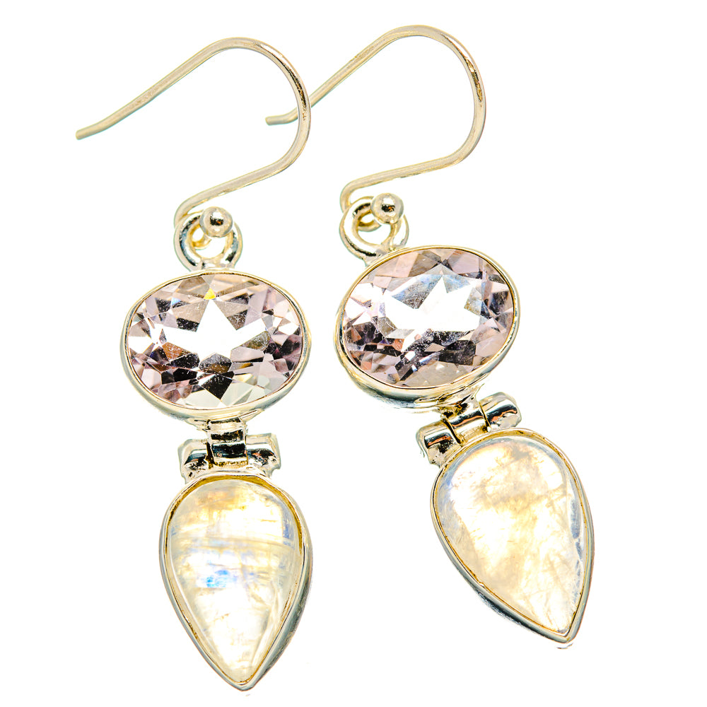 Rainbow Moonstone, Pink Amethyst Earrings handcrafted by Anasilvercos - EARR429751 - Photo 2