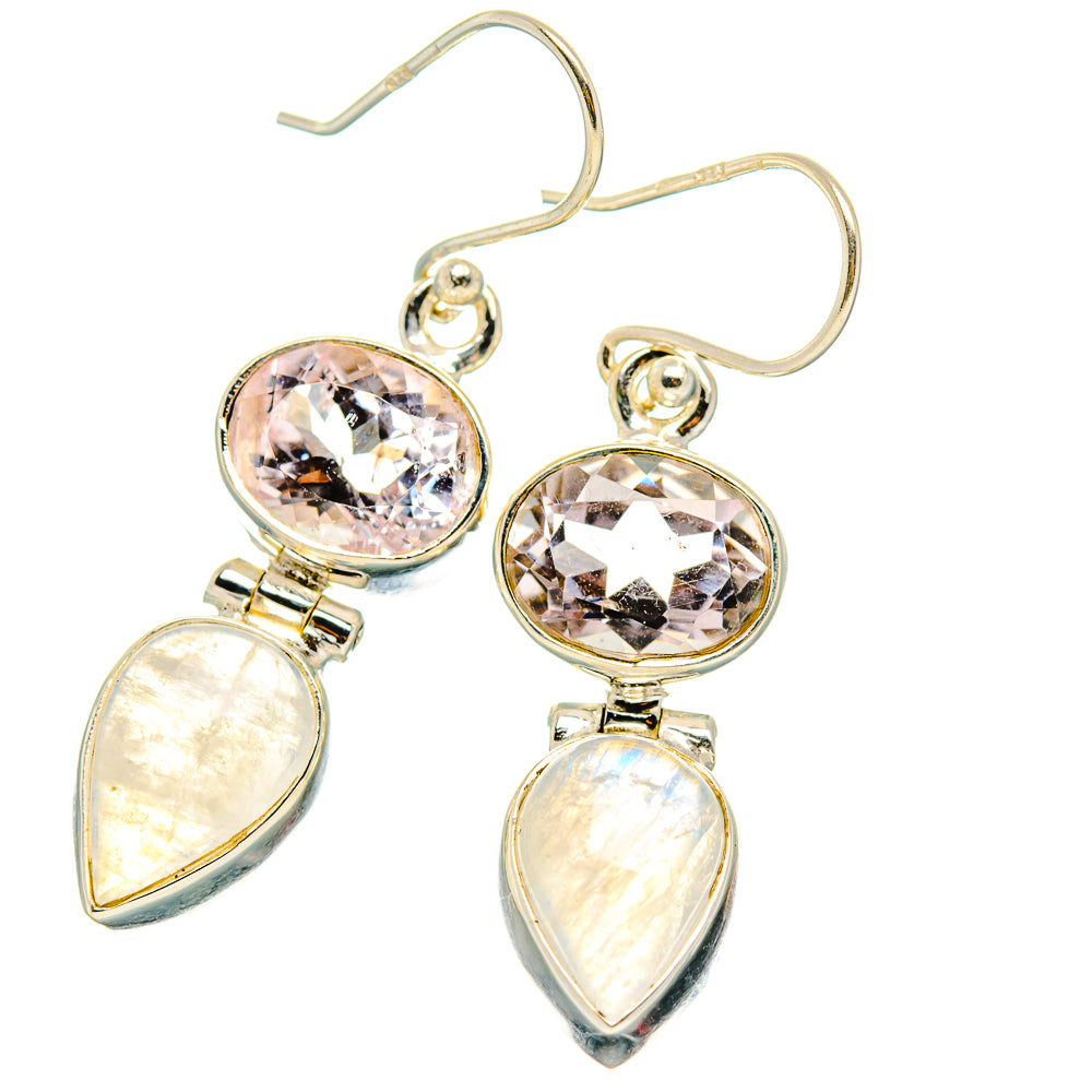 Rainbow Moonstone, Pink Amethyst Earrings handcrafted by Anasilvercos - EARR429753 - Photo 2