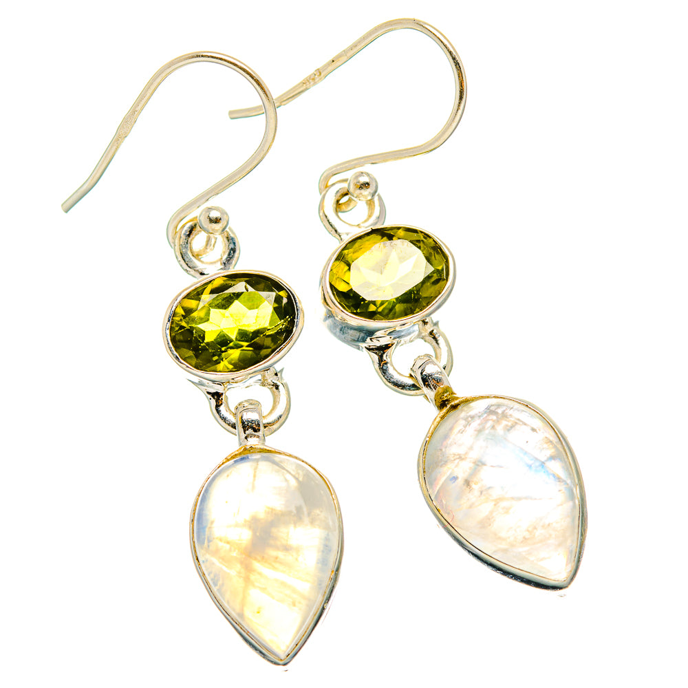 Rainbow Moonstone, Peridot Earrings handcrafted by Anasilvercos - EARR429758 - Photo 2