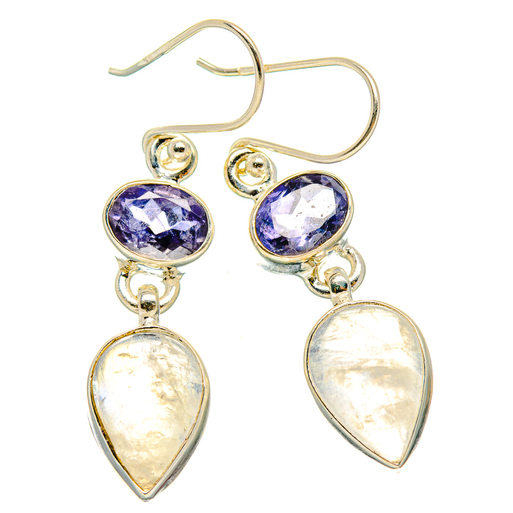 Rainbow Moonstone, Tanzanite Earrings handcrafted by Anasilvercos - EARR429760 - Photo 2