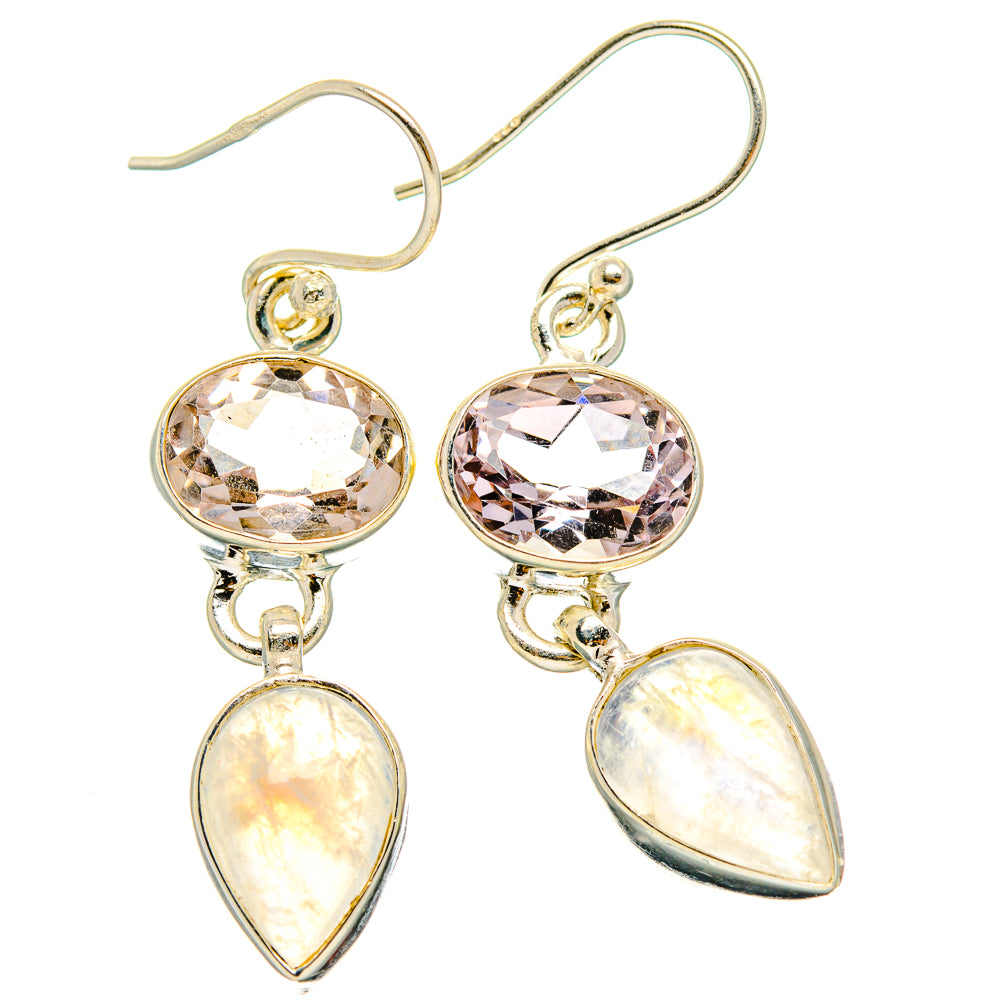 Rainbow Moonstone, Pink Amethyst Earrings handcrafted by Anasilvercos - EARR429761 - Photo 2