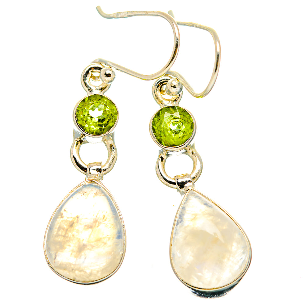 Rainbow Moonstone, Peridot Earrings handcrafted by Anasilvercos - EARR429763 - Photo 2