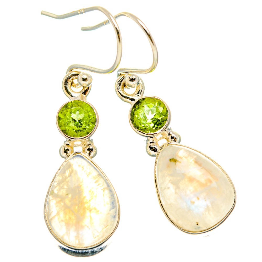 Rainbow Moonstone, Peridot Earrings handcrafted by Anasilvercos - EARR429764 - Photo 2