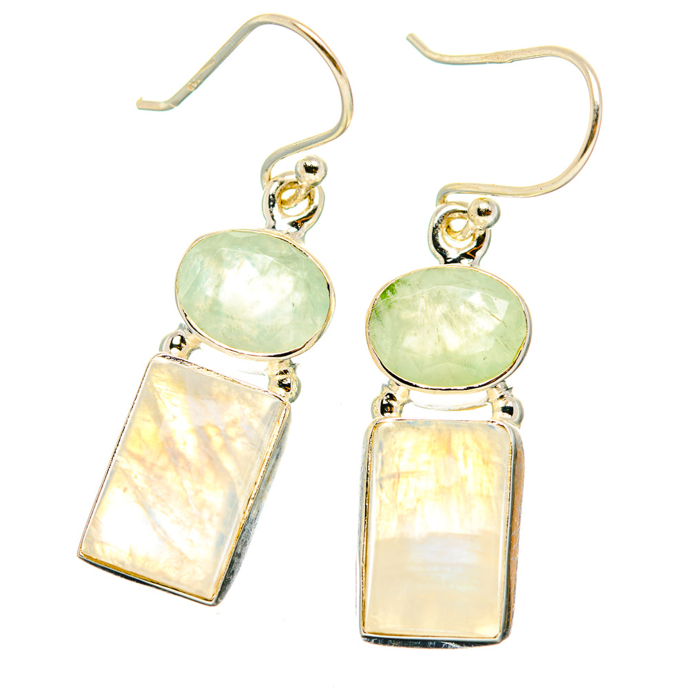 Rainbow Moonstone, Prehnite Earrings handcrafted by Anasilvercos - EARR429765 - Photo 2