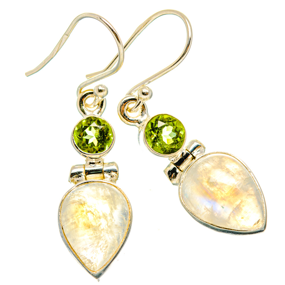 Rainbow Moonstone, Peridot Earrings handcrafted by Anasilvercos - EARR429766 - Photo 2