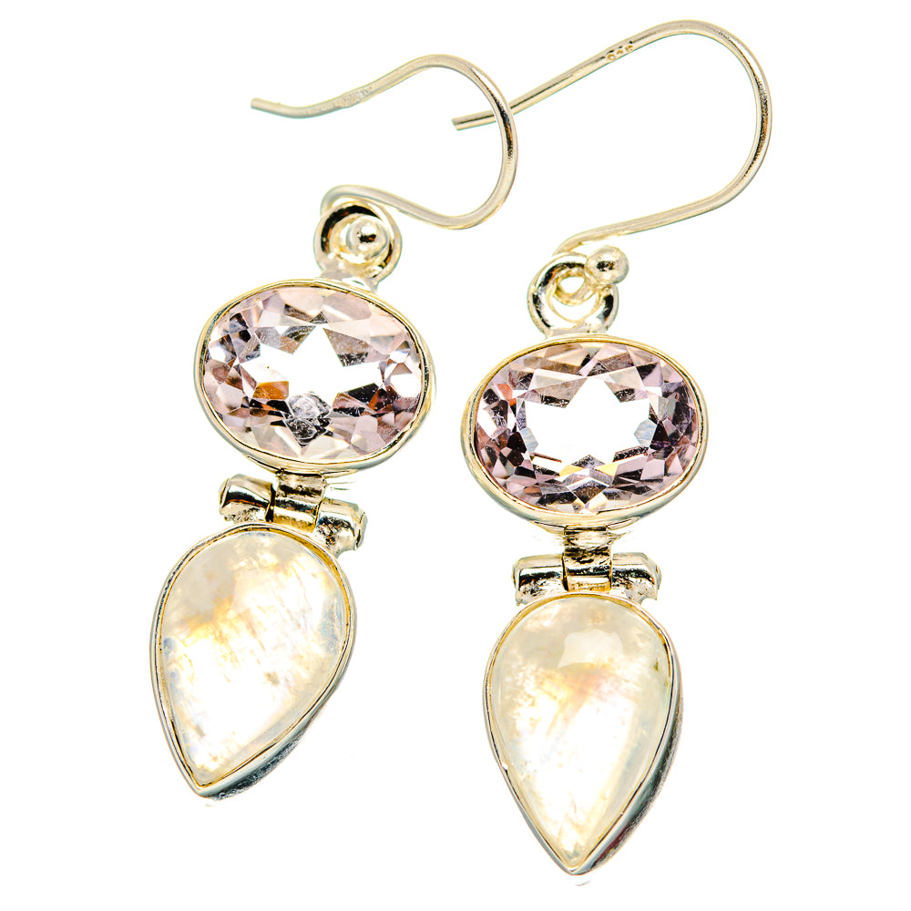 Rainbow Moonstone, Pink Amethyst Earrings handcrafted by Anasilvercos - EARR429767 - Photo 2
