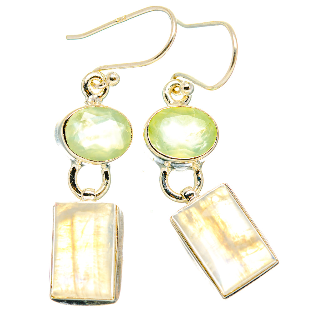 Rainbow Moonstone, Prehnite Earrings handcrafted by Anasilvercos - EARR429768 - Photo 2