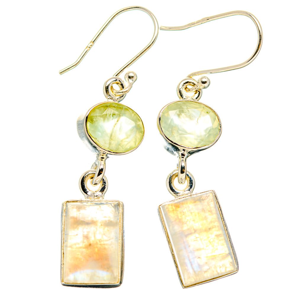 Rainbow Moonstone, Prehnite Earrings handcrafted by Anasilvercos - EARR429770 - Photo 2