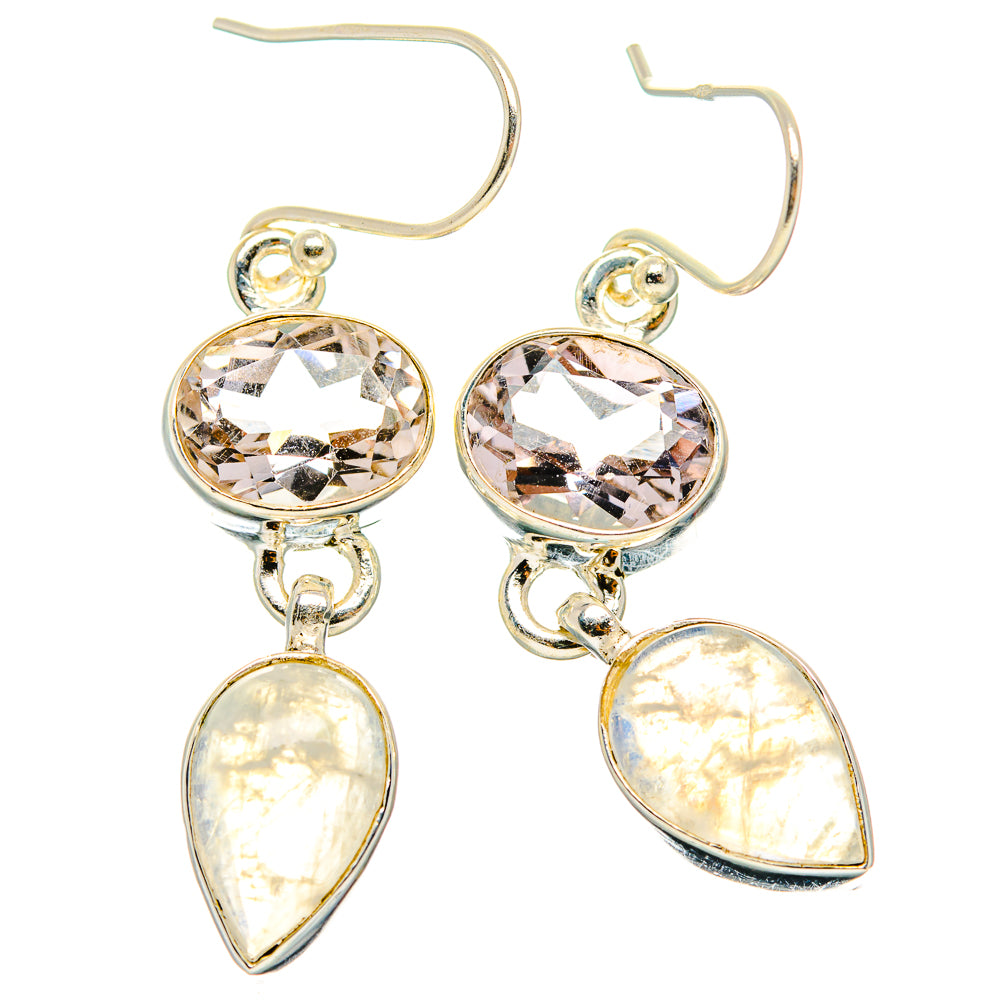 Rainbow Moonstone, Pink Amethyst Earrings handcrafted by Anasilvercos - EARR429771 - Photo 2