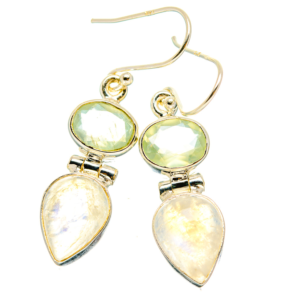 Rainbow Moonstone, Prehnite Earrings handcrafted by Anasilvercos - EARR429772 - Photo 2
