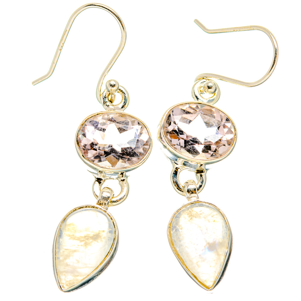 Rainbow Moonstone, Pink Amethyst Earrings handcrafted by Anasilvercos - EARR429773 - Photo 2