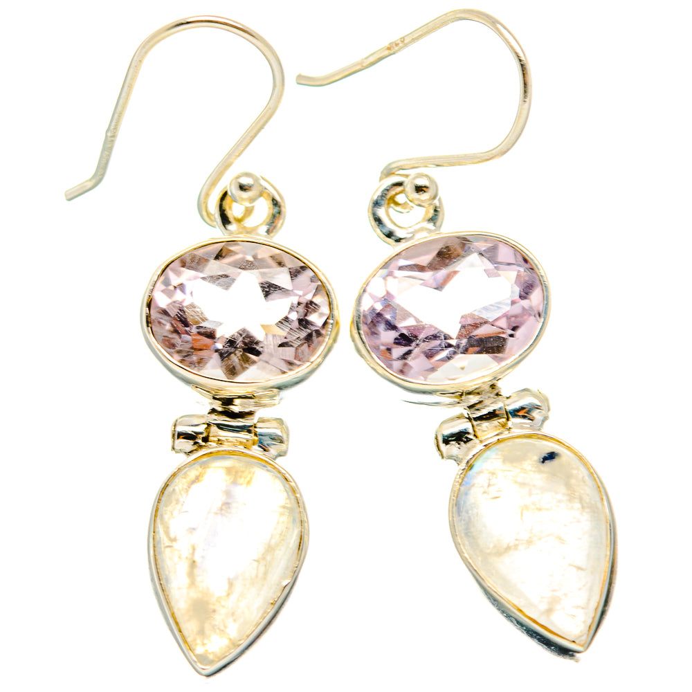 Rainbow Moonstone, Pink Amethyst Earrings handcrafted by Anasilvercos - EARR429775 - Photo 2
