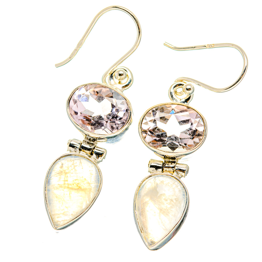 Rainbow Moonstone, Pink Amethyst Earrings handcrafted by Anasilvercos - EARR429777 - Photo 2