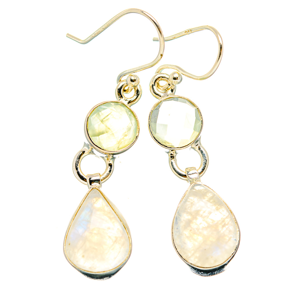 Rainbow Moonstone, Prehnite Earrings handcrafted by Anasilvercos - EARR429778 - Photo 2