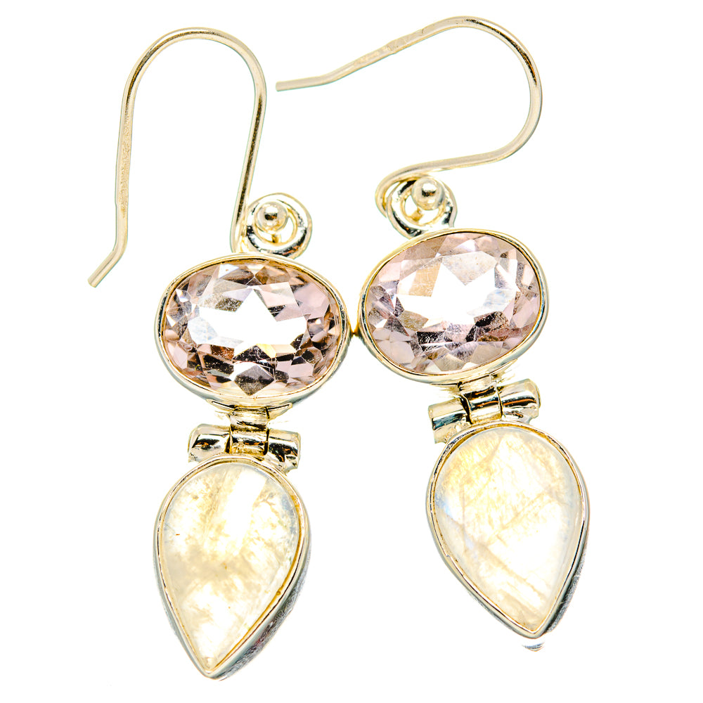 Rainbow Moonstone, Pink Amethyst Earrings handcrafted by Anasilvercos - EARR429780 - Photo 2