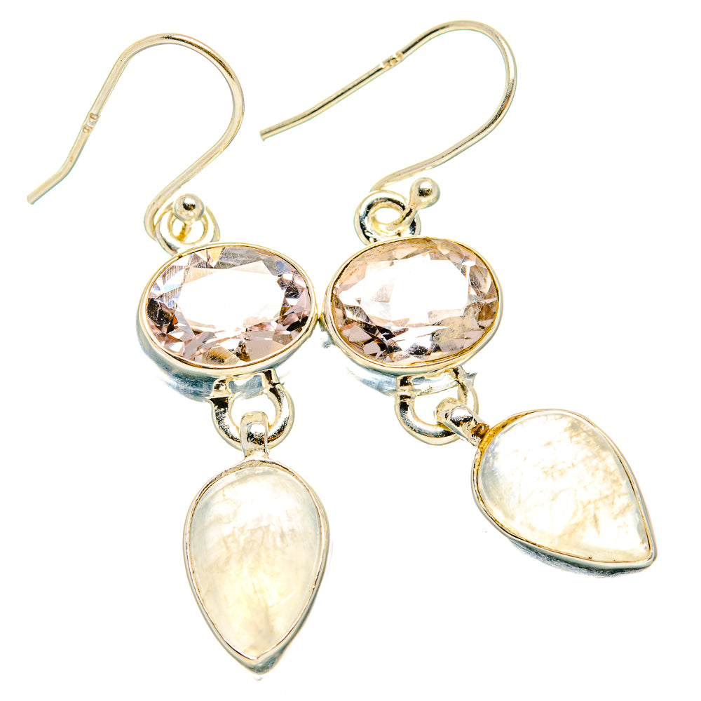 Rainbow Moonstone, Pink Amethyst Earrings handcrafted by Anasilvercos - EARR429788 - Photo 2