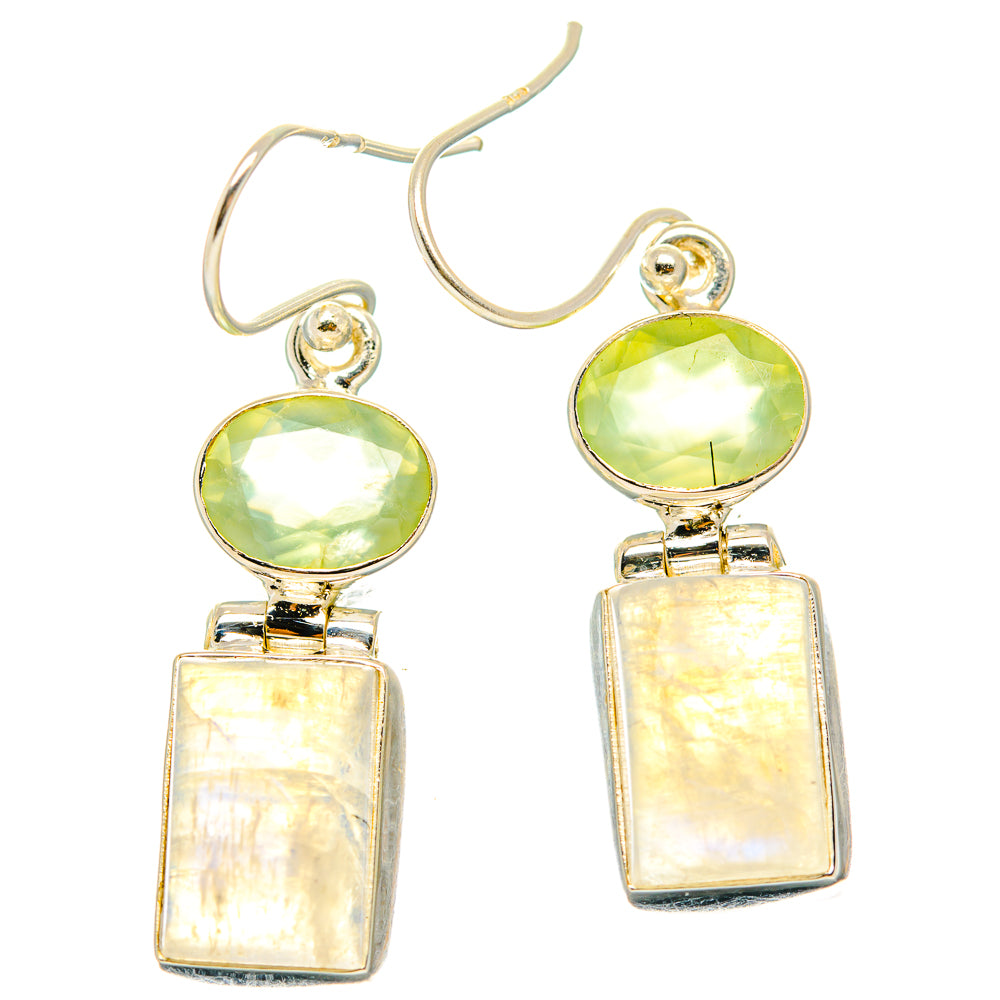 Rainbow Moonstone, Prehnite Earrings handcrafted by Anasilvercos - EARR429790 - Photo 2