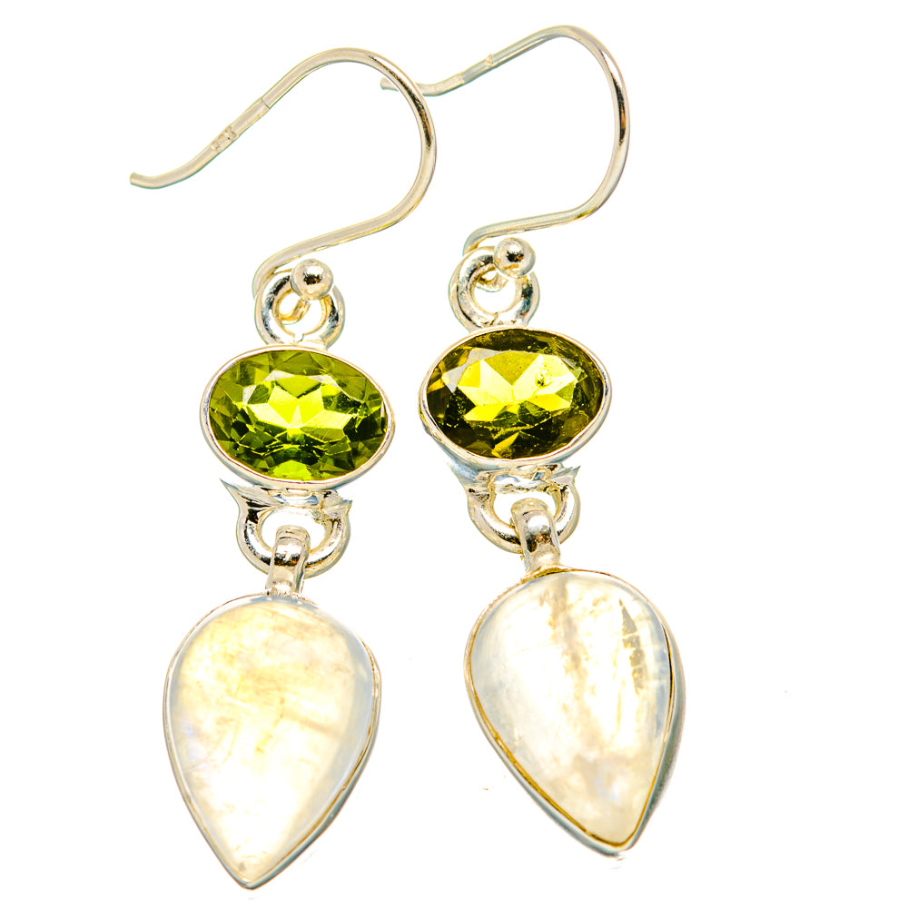Rainbow Moonstone, Peridot Earrings handcrafted by Anasilvercos - EARR429791 - Photo 2
