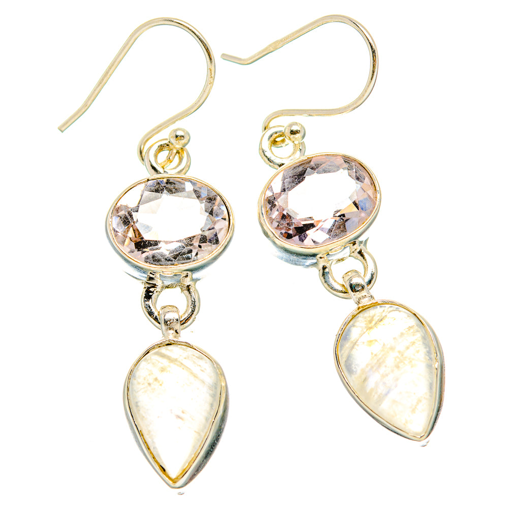Rainbow Moonstone, Pink Amethyst Earrings handcrafted by Anasilvercos - EARR429792 - Photo 2