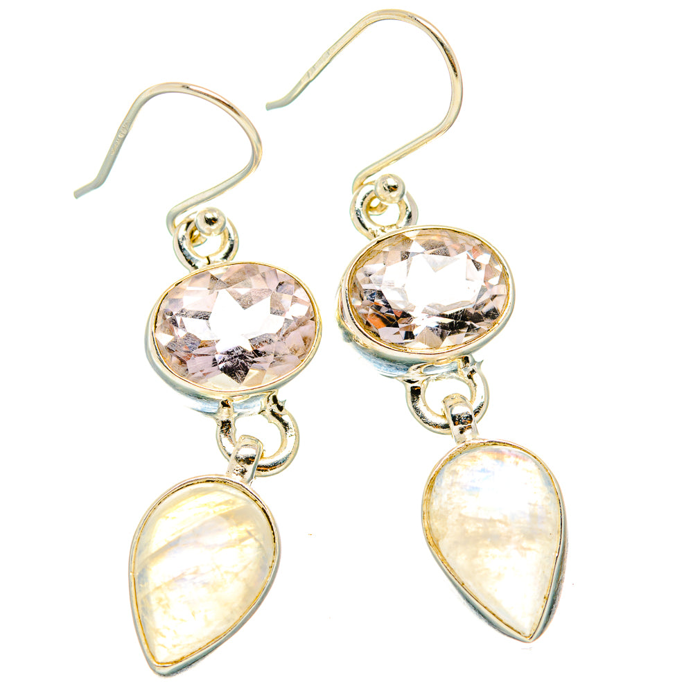Rainbow Moonstone, Pink Amethyst Earrings handcrafted by Anasilvercos - EARR429793 - Photo 2