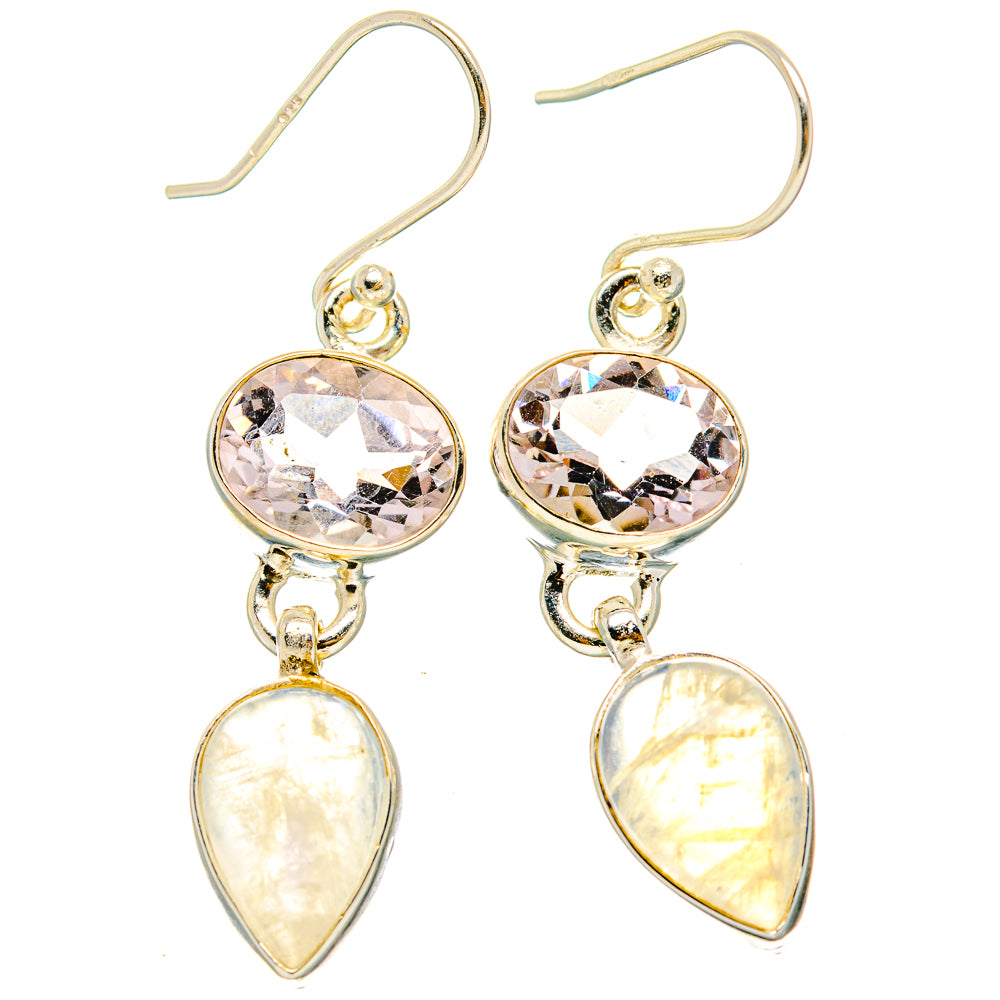 Rainbow Moonstone, Pink Amethyst Earrings handcrafted by Anasilvercos - EARR429796 - Photo 2