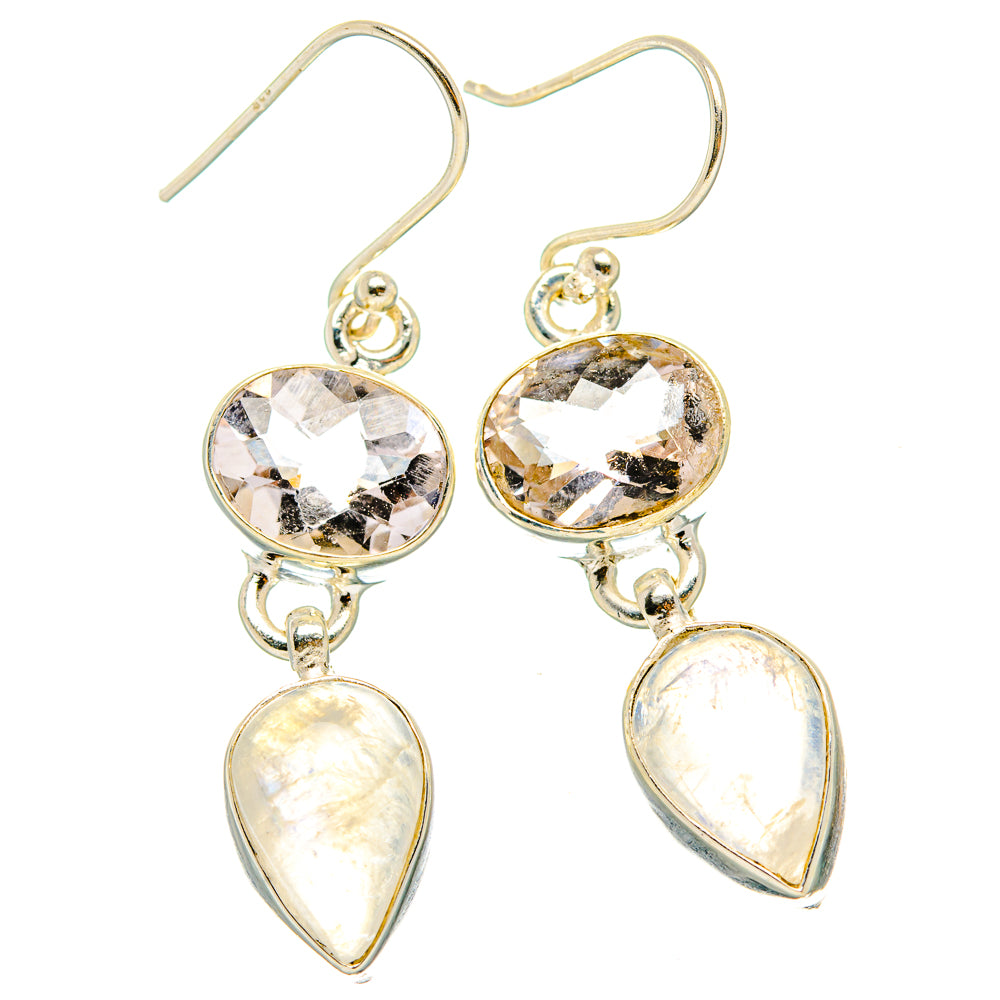 Rainbow Moonstone, Pink Amethyst Earrings handcrafted by Anasilvercos - EARR429798 - Photo 2