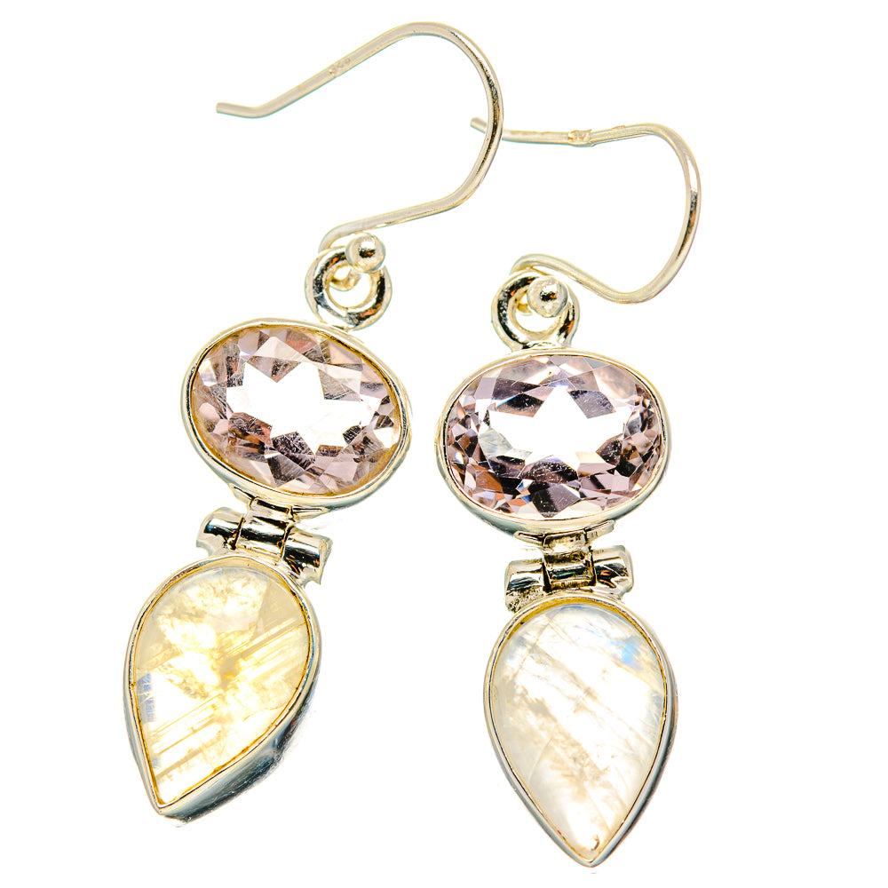 Rainbow Moonstone, Pink Amethyst Earrings handcrafted by Anasilvercos - EARR429802 - Photo 2