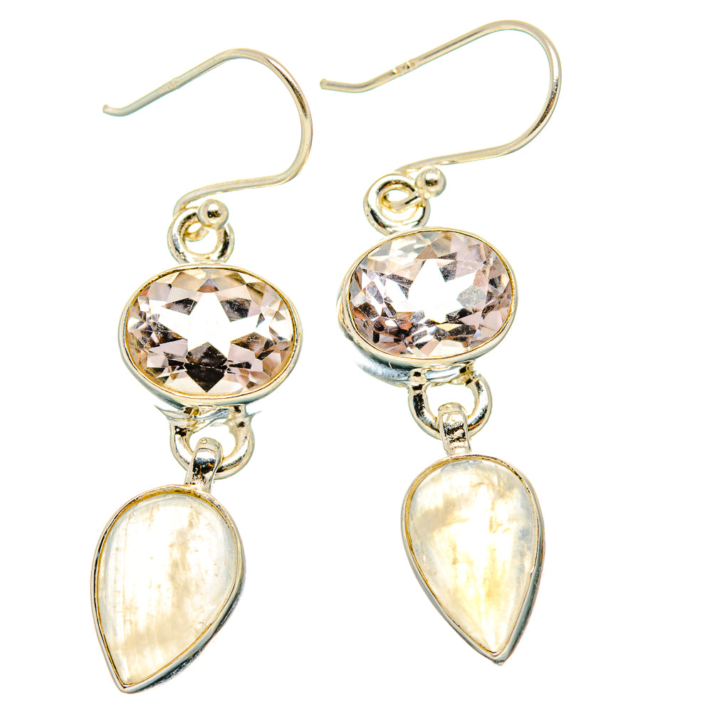 Rainbow Moonstone, Pink Amethyst Earrings handcrafted by Anasilvercos - EARR429806 - Photo 2