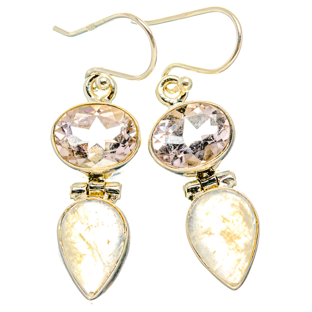 Rainbow Moonstone, Pink Amethyst Earrings handcrafted by Anasilvercos - EARR429807 - Photo 2