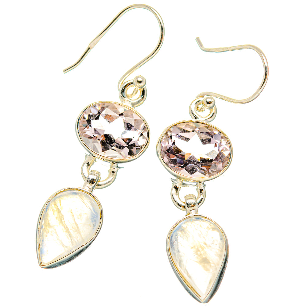 Rainbow Moonstone, Pink Amethyst Earrings handcrafted by Anasilvercos - EARR429809 - Photo 2